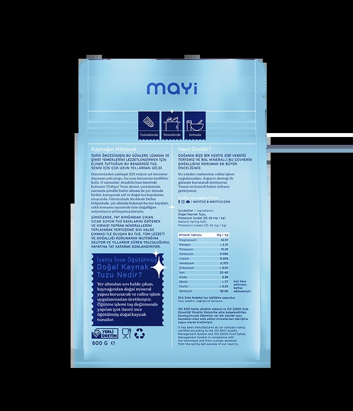 Mayi Tuz İyotlu İnce Kaynak Tuzu 600 gr 